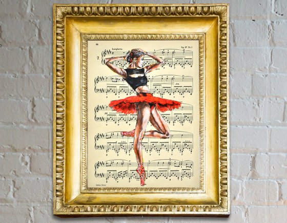 Ballerina XLVII- Vintage Music Page, GIFT idea