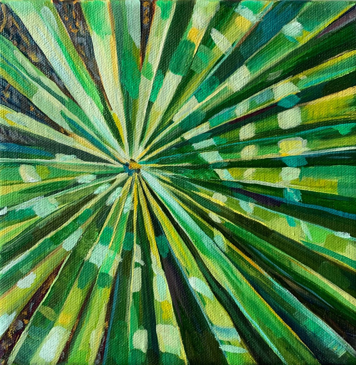 Impressionistic Giclee Print , Green Leaf Of Palm By Momalyu, 16 X 16, Artwork For Sale On Artfinder