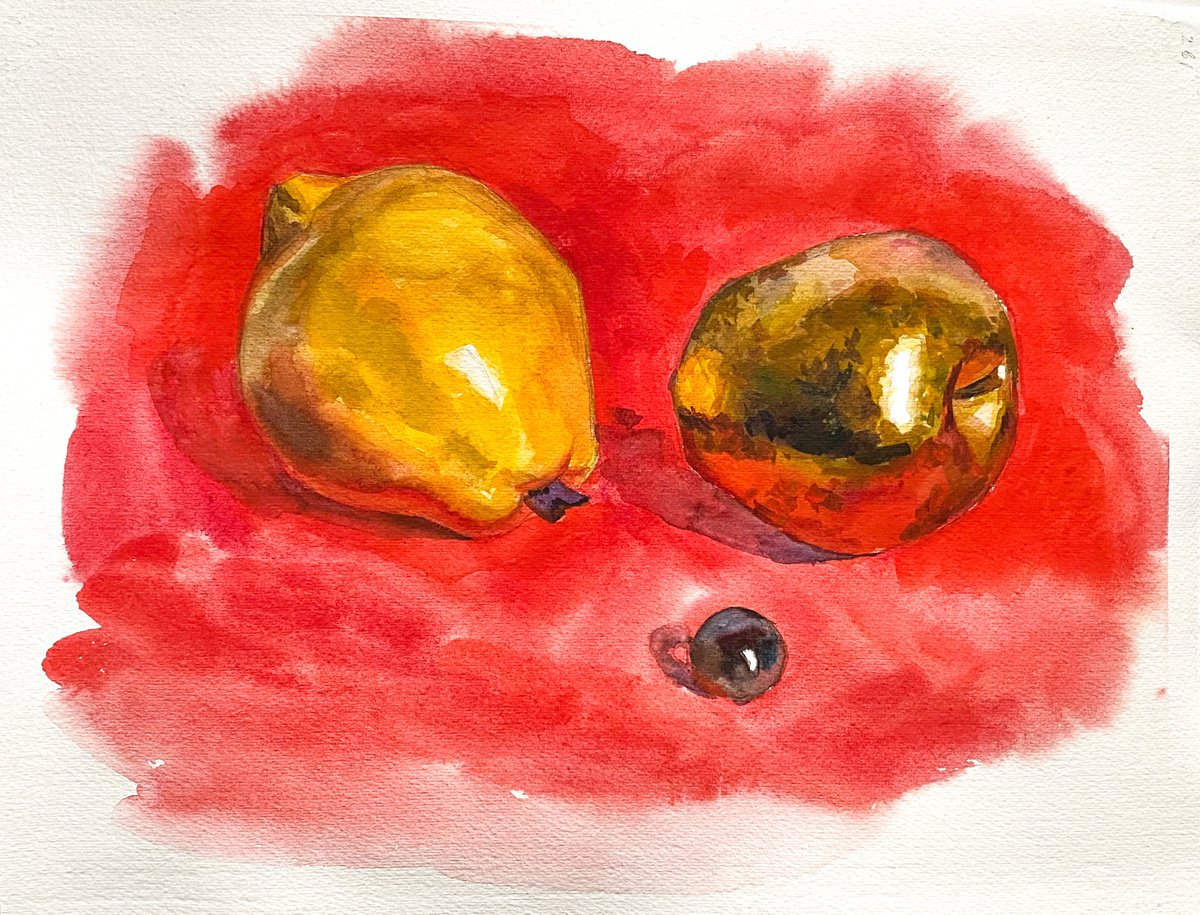 Gold Apple | little watercolor etude by Nataliia Nosyk