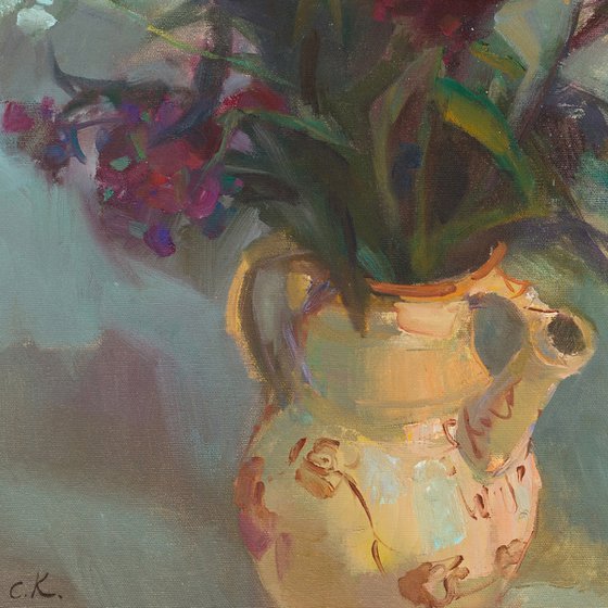 Phloxes and Hydrangeas in a Lithuanian Jug