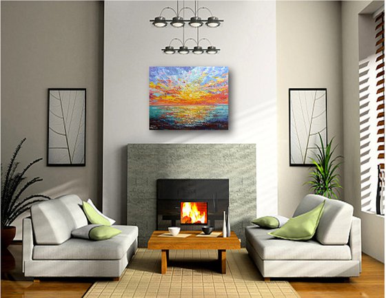 Sunset - Colorful Palette knife Painting on Canvas