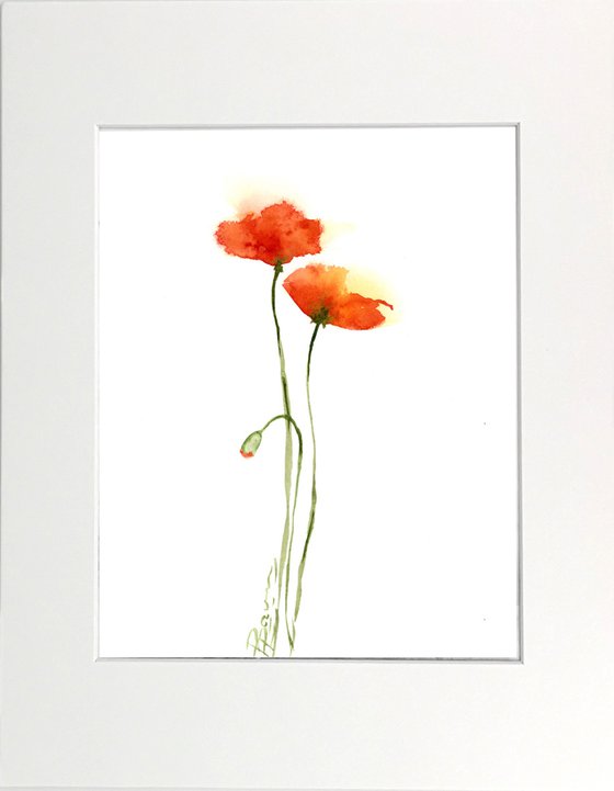 Set of 3 Poppies Original Paintings