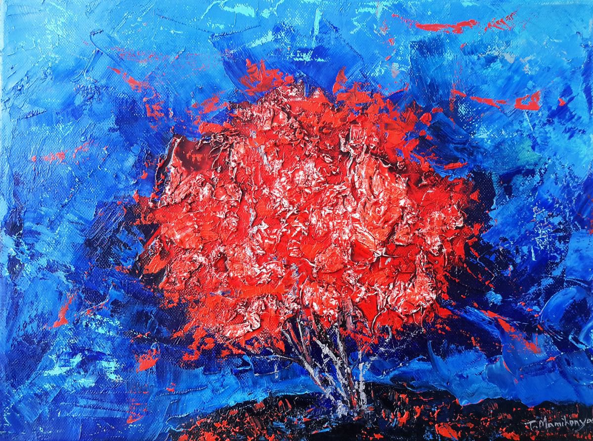 Surrealistic Landscape Oil Painting By Tigran Mamikonyan, 16 X 12", Tree Of Life 30X40Cm, Original Artwork