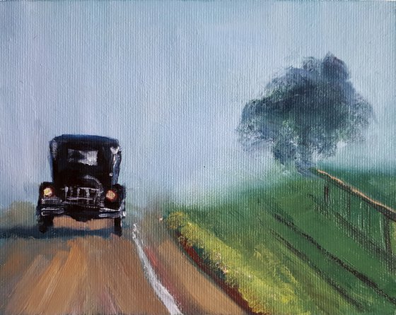 Trip in Fog... /  ORIGINAL OIL PAINTING