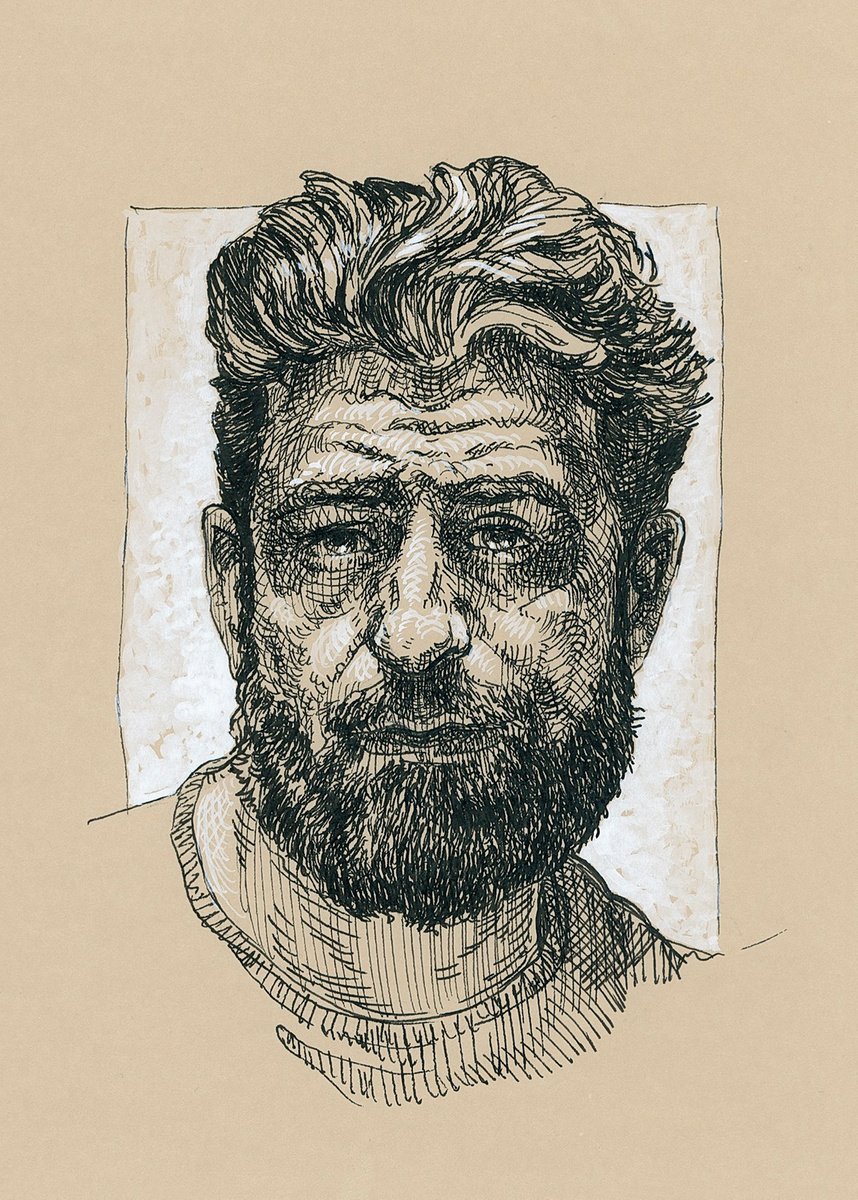 Man with beard. Cross hatch portrait by Katarzyna Gagol