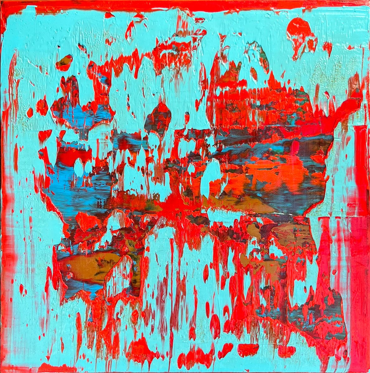 Abstract Oil Painting By Svitlana Andriichenko, 12 X 12", Deity Split, Original Artwork