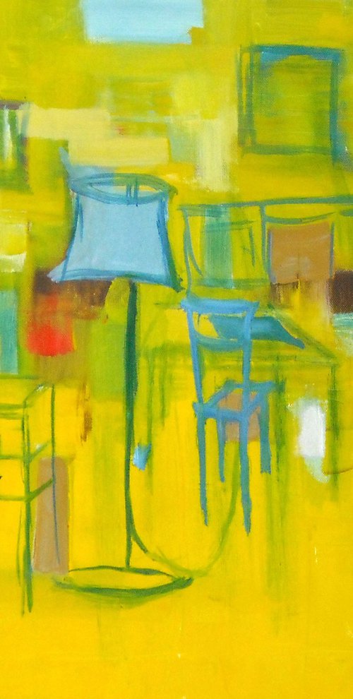 Interior space with lampshades, oil on canvas, 50 x 60 cm by Ingrid Knaus