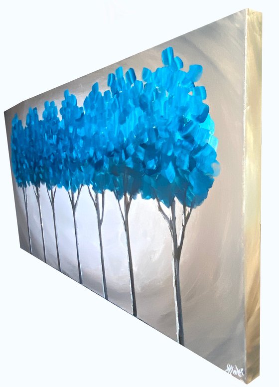 Teal Blue Trees 4