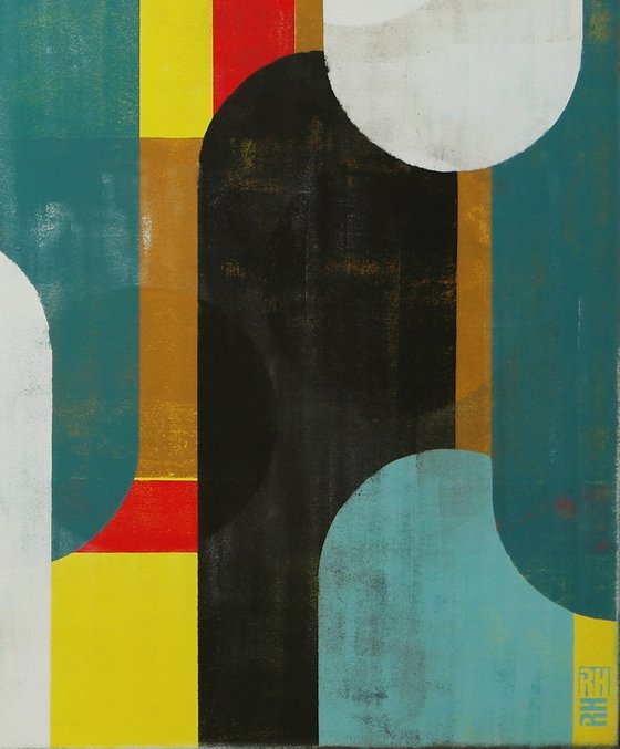 Extra Large Painting - Traffic Bright Yellow & Blue XL - 180x90cm - Acrylic on canvas - Ronald Hunter -O08