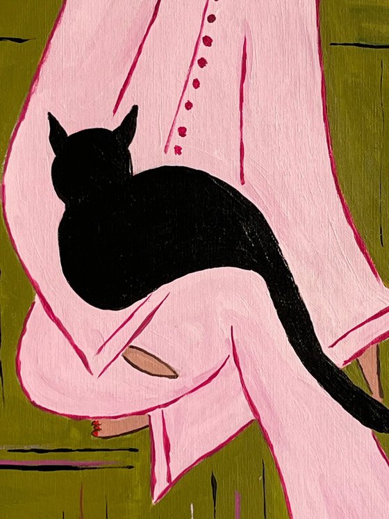 Woman... Cat... Cozy Home...