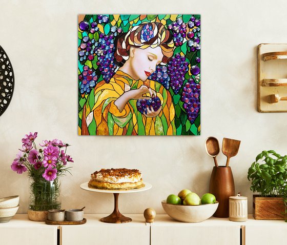 Woman and grape