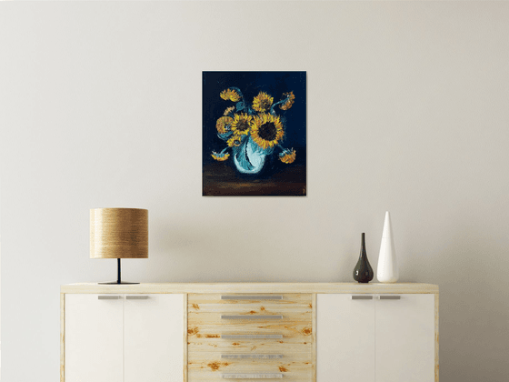 Sunflowers in white vase