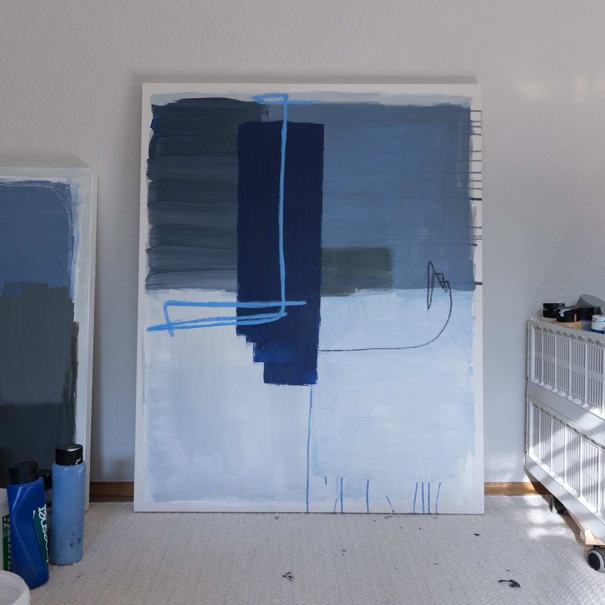 Abstract Acrylic Painting By Mareike Bohmer, 31 X 39", Abstract Brush Strokes 330, Original Artwork