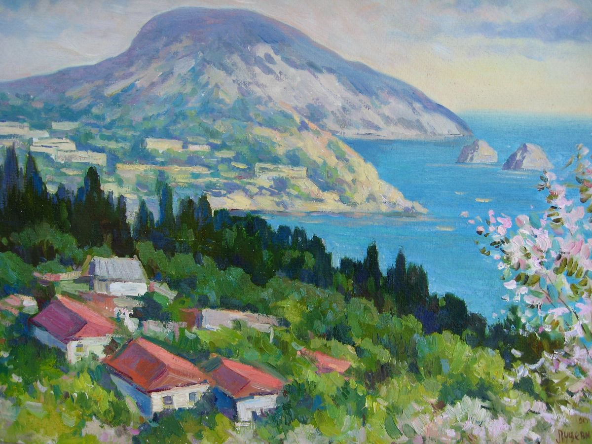 Impressionistic Landscape Oil Painting By Vladimir Lutsevich, 19 X 15", Etude In Crimea, Original Artwork