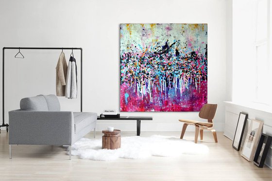 HAPPY DAY - Large Modern Abstract Palette knife Urban art