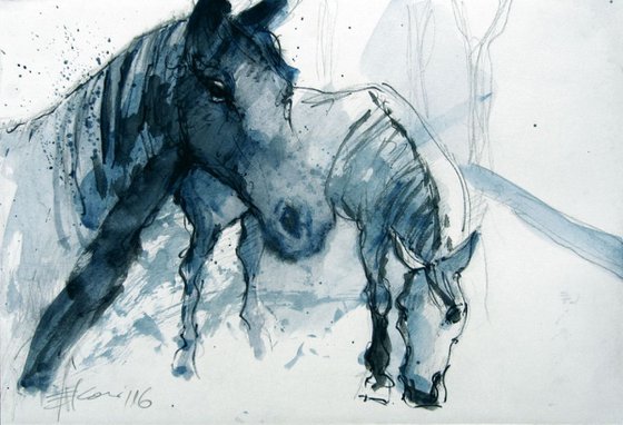 Horses in blue II