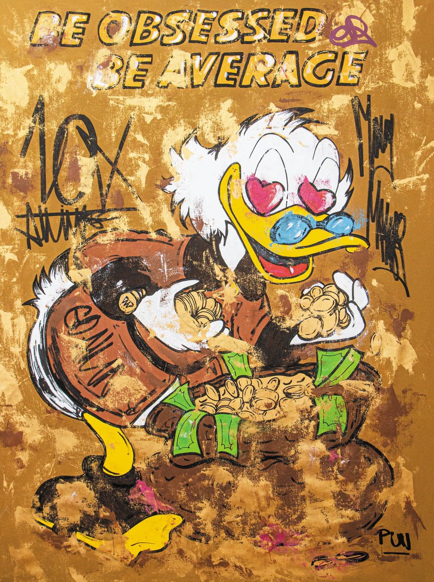 Urban And Pop Portrait Acrylic Painting By Carlos Pun Art, 43 X 59, Be Obsessed Or Be Average Ft Scrooge Mcduck, Artfinder