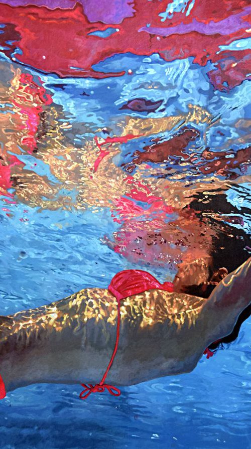 Aurora - Colourful Swimming Painting by Abi Whitlock