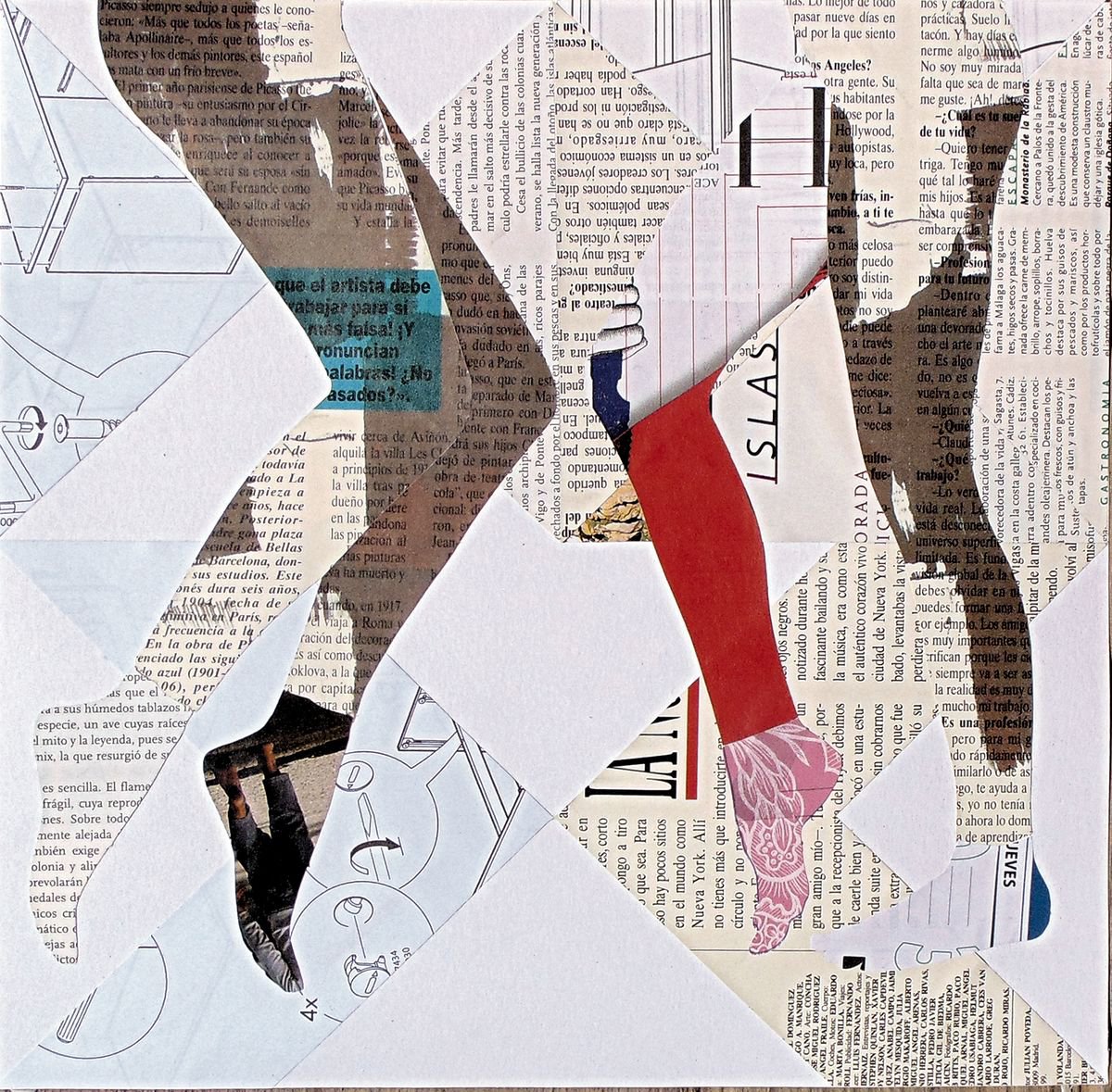 Portrait Collage By Manel Villalonga, 12 X 12", 109 Geometric, Original Artwork