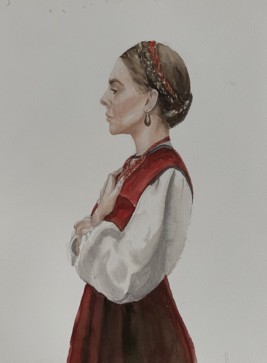 Impressionistic Portrait Watercolour By Liliia Kodunova, 11 X 15", No Title, Original Artwork