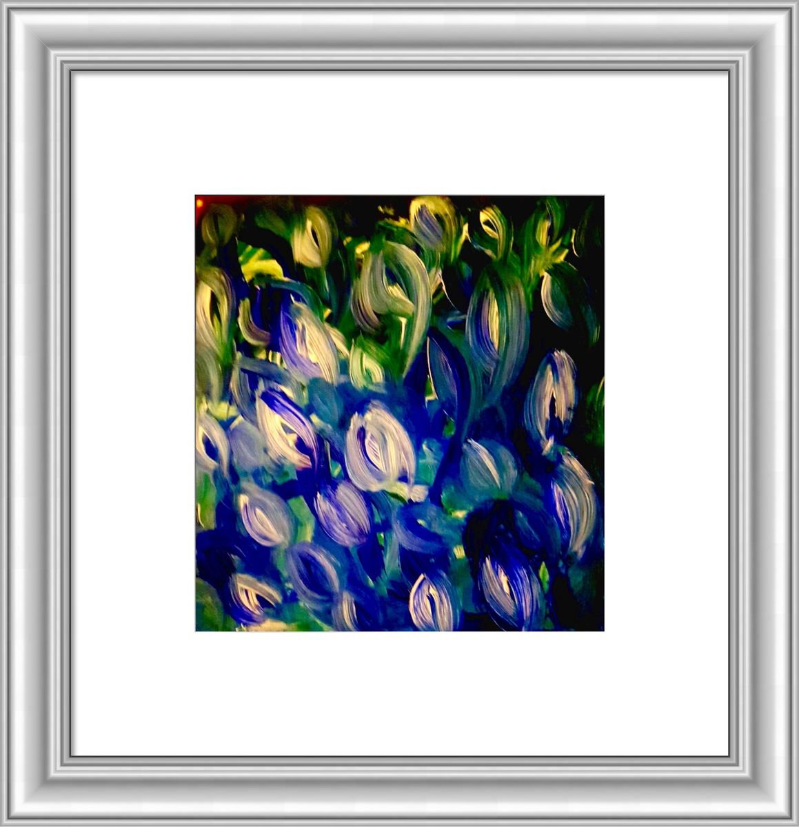 Abstract Acrylic Painting By Shabs Beigh, 20 X 20", Tulips In Dark, Original Artwork