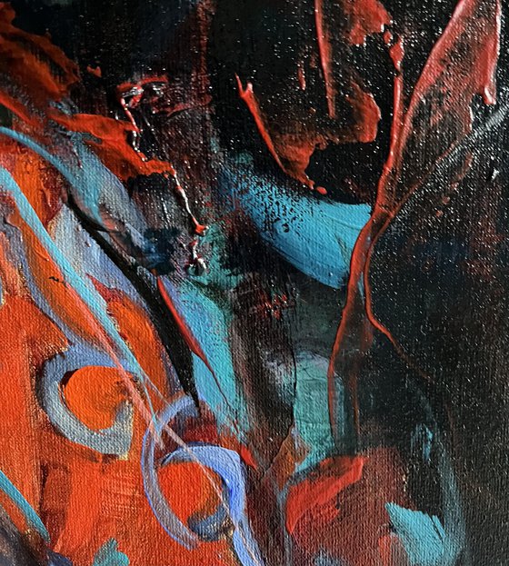 RED BLUE-GIRL IN KIMONO