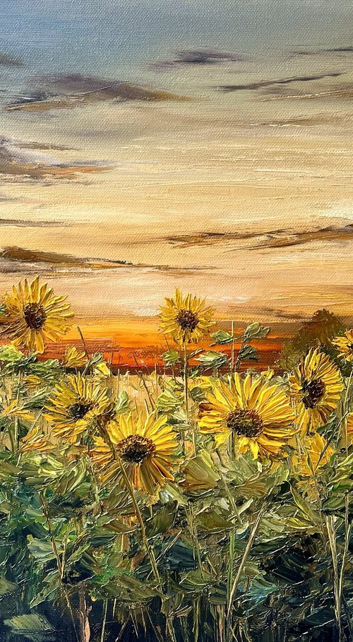 Sunflowers by Sunset by Kimberley  Harris