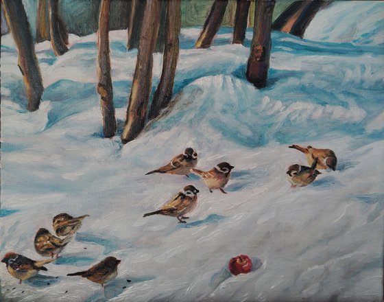 Birds in the snow