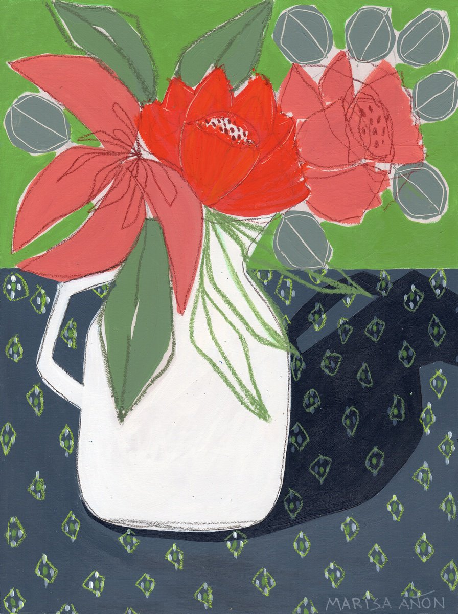 Impressionistic Still Life Painting By Marisa Anon, 13 X 17", Spring Florals 17, Original Artwork