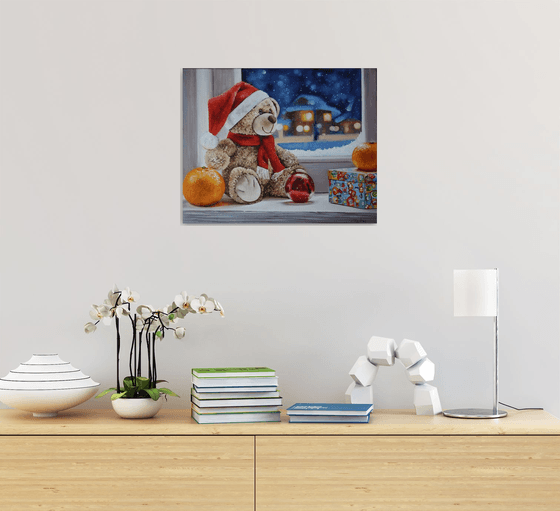 Teddy Bear Christmas Painting