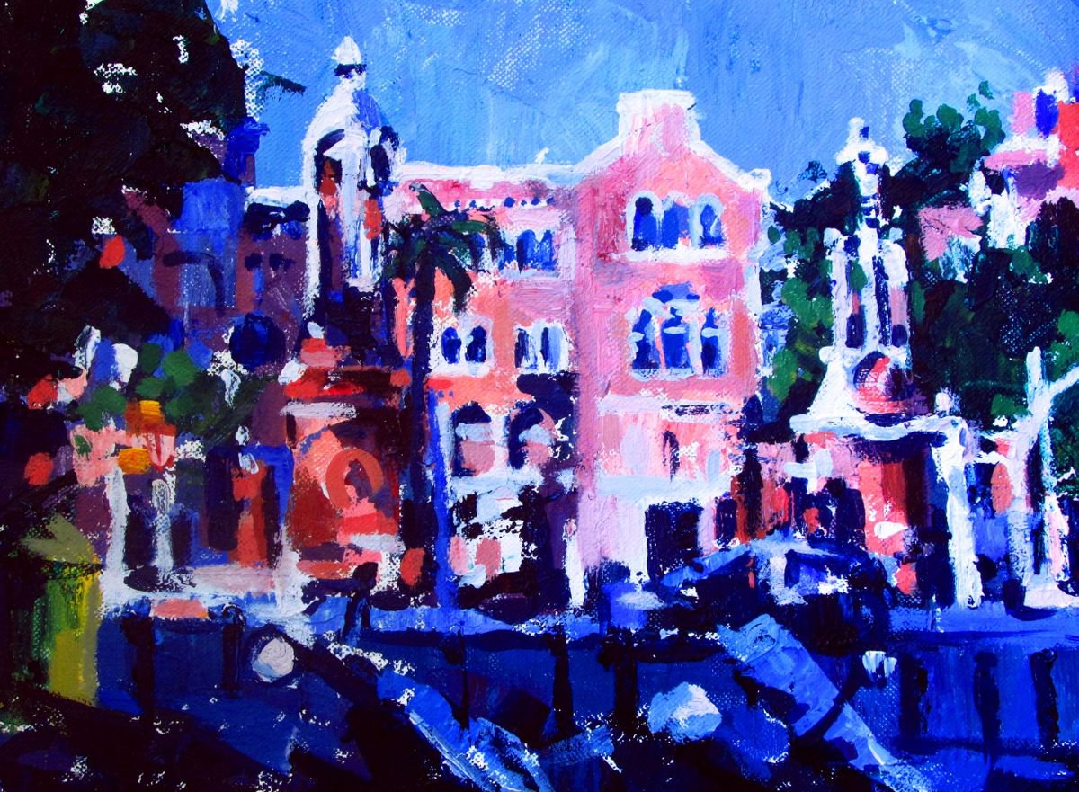 Impressionistic Cityscapes Acrylic Painting By Kateryna Bortsova, 11 X 9", Barcelona Landscape Painting, Original Artwork