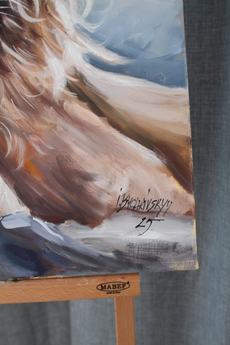 Expressive Animal Oil Painting By Ihor Bychkivskyy, 24 X 26, Young Lion, Original Artwork