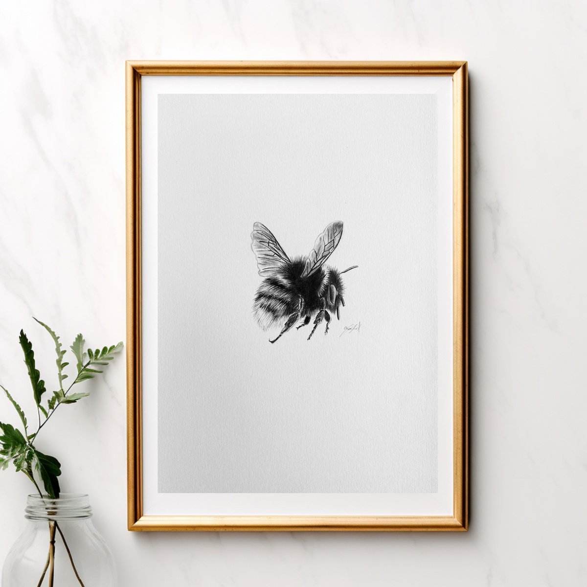 Photorealistic Animal Pencil Drawing By Amelia Taylor, 8 X 12, Bumblebee, Original Artwork