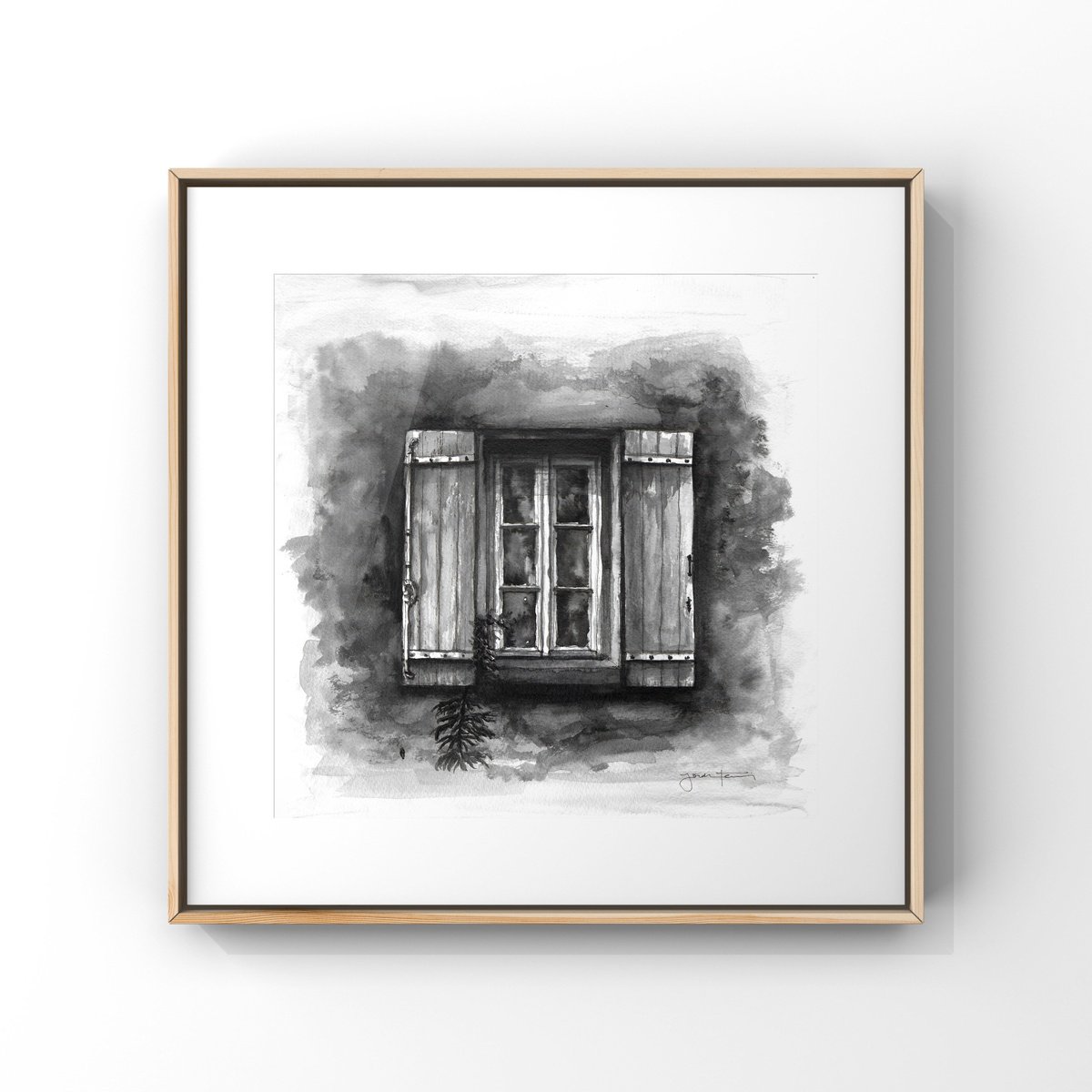 Expressive Cityscapes Watercolour By Gozde Temiz Istanbul, 12 X 12, Old Window, Original Artwork