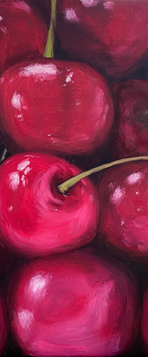 Juicy cherries, 50 х 60 cm, oil on canvas by Marina Zotova