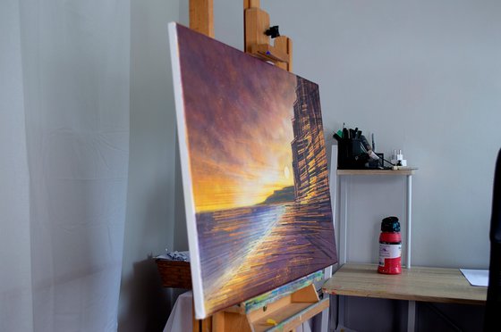 West Bay Cliffs At Sunset