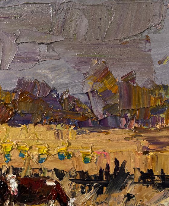 Village Cows Grazing