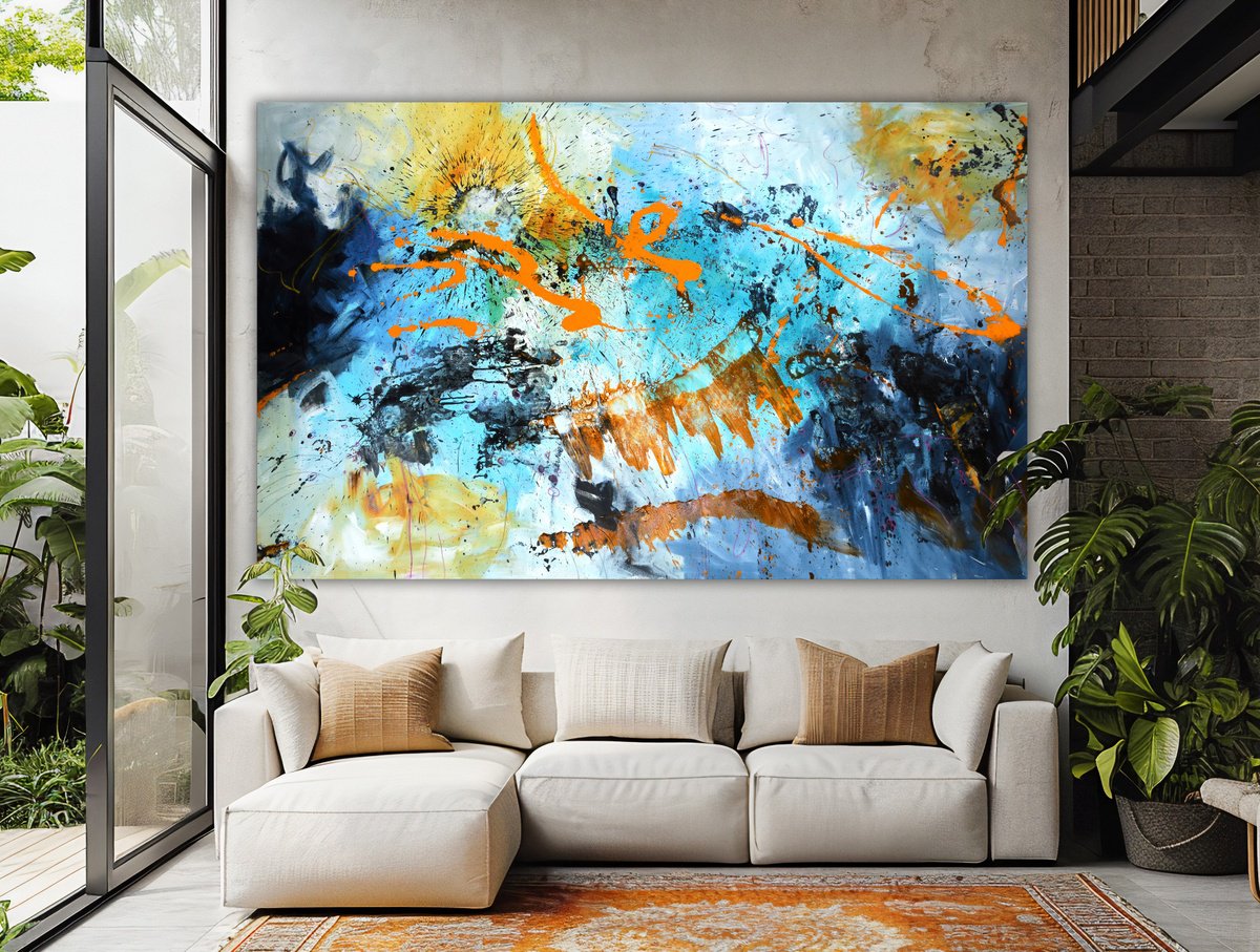 Abstract Acrylic Painting By Andrada Anghel, 108 X 65, Kinetic Topography, Original Artwork