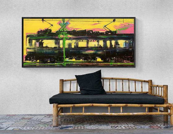 XXL Big painting - "Rail crossing" - Train - Urban - Railway - Truck - Street art