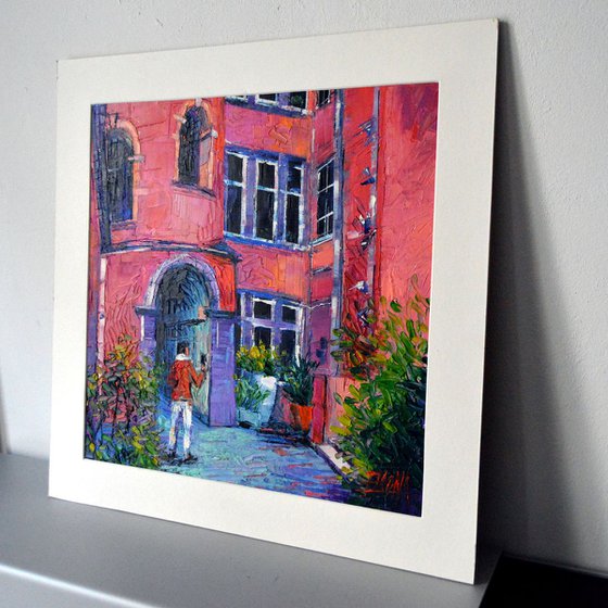 AT THE TOUR ROSE - LYON FRANCE - modern impressionist palette knife oil painting