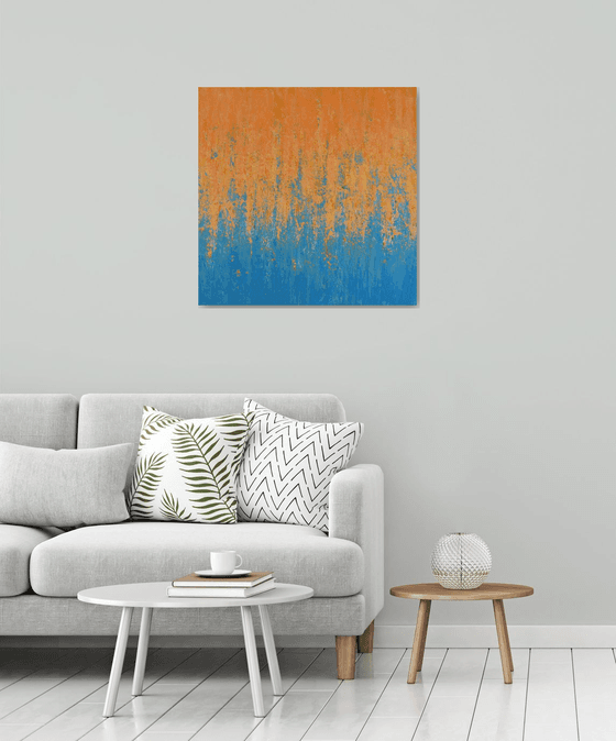 Orange into Blue - Modern Colorful Textured Abstract