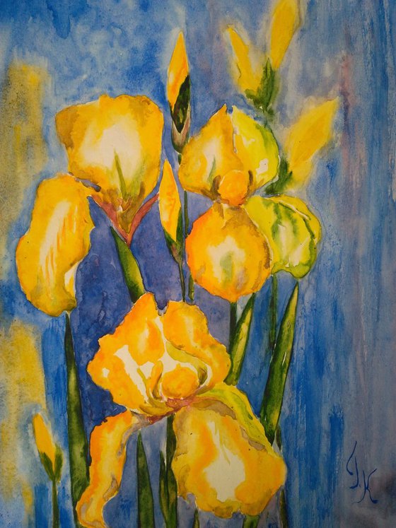 "Yellow irises" 30.5*43 cm\12*17"