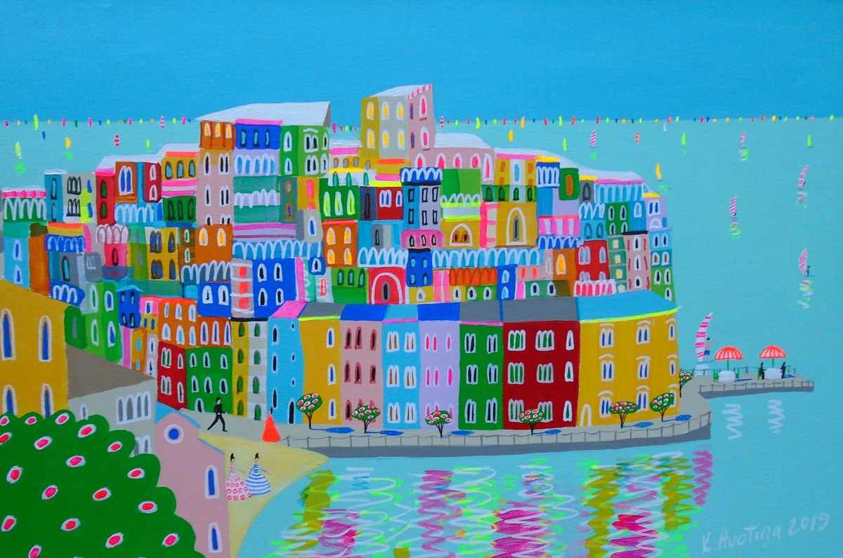 Impressionistic Landscape Acrylic Painting By Katrina Avotina, 30 X 20", Life Is Beautiful, Original Artwork