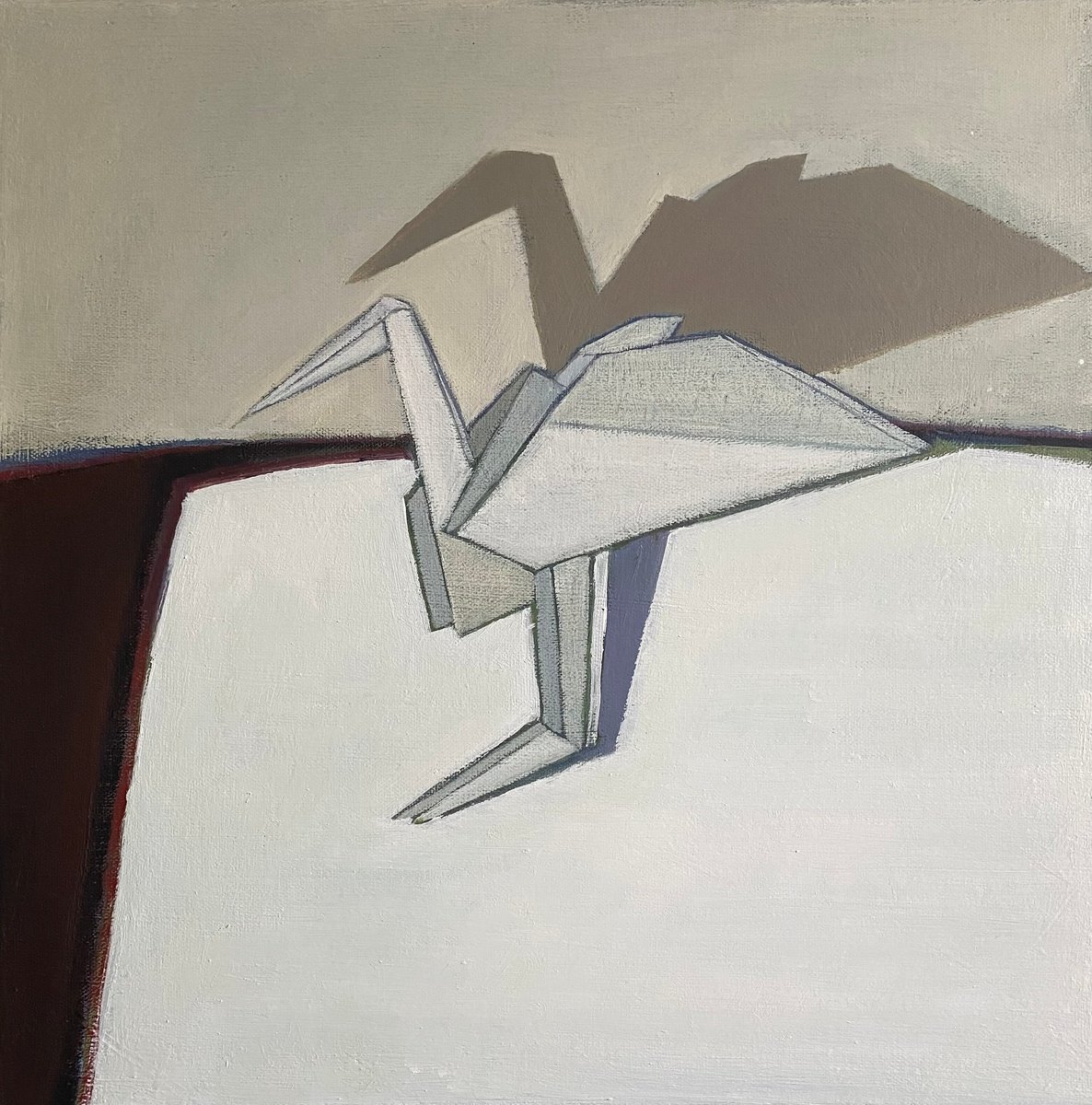 Impressionistic Still Life Oil Painting By Nigel Sharman, 18 X 18", Still Life With Origami Crane, Original Artwork