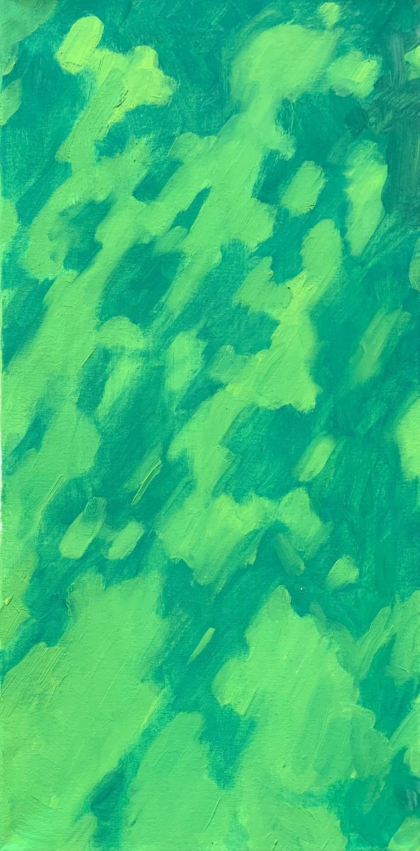 Expressive Abstract Oil Painting By Nataliya Lemesheva, 12 X 24", Shadow 3, Original Artwork