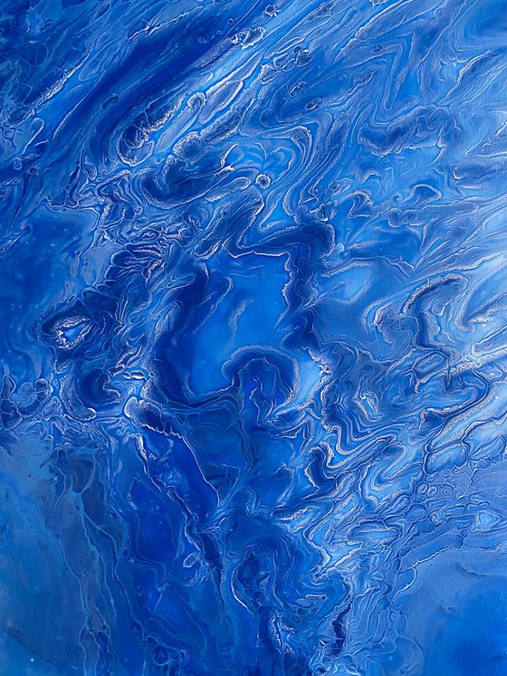 "I Got The Blues" - Save As A Series - Original PMS Abstract Diptych Fluid Acrylic Paintings On Canvas - 32" x 20"