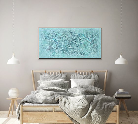 FOREVER IN A MOMENT. Abstract Blue, Teal Textured Painting