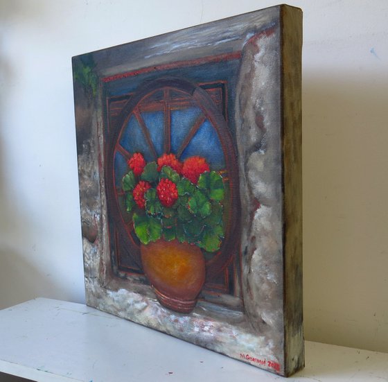 Geraniums in a Pot