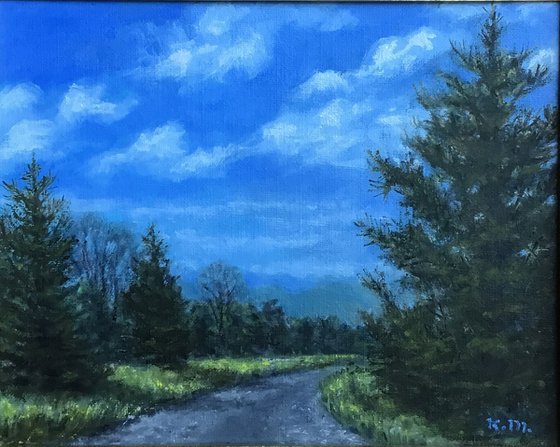 BACKROAD SUNSHINE - oil 8X10 (SOLD)