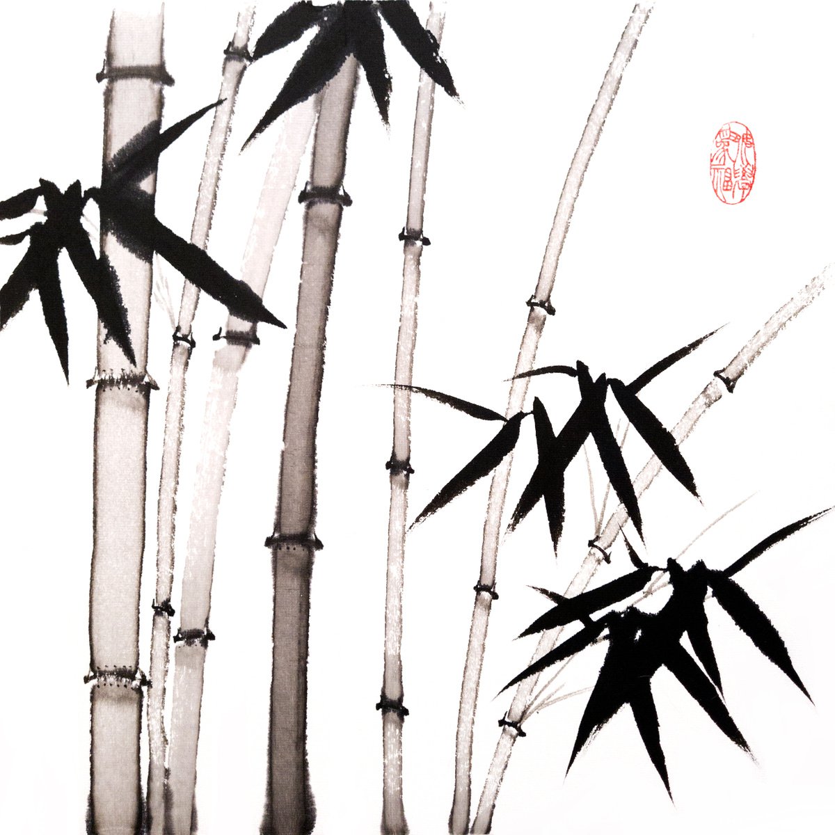 Bamboo forest - Bamboo series No. 2124 - Oriental Chinese Ink Painting by Ilana Shechter